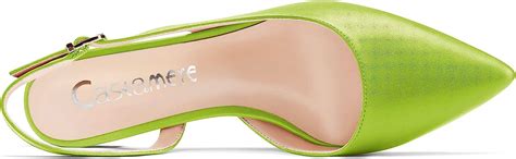Buy Castamere Women Chunky Block Low Kitten Heel Pointed Toe Slingback ...
