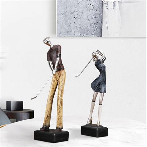 ⚡️Buy Maxbell Golfer Figurine Tabletop Bookcase Cabinet Resin Statue ...