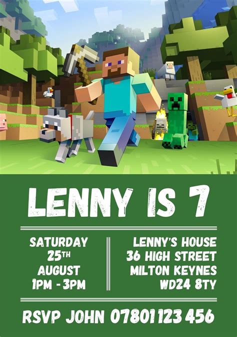 Minecraft Party Invitation