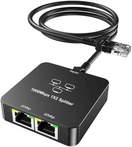 Ethernet Splitter 1 to 2 Out with Cat 6 Ethernet Cable, 1000Mbps High ...