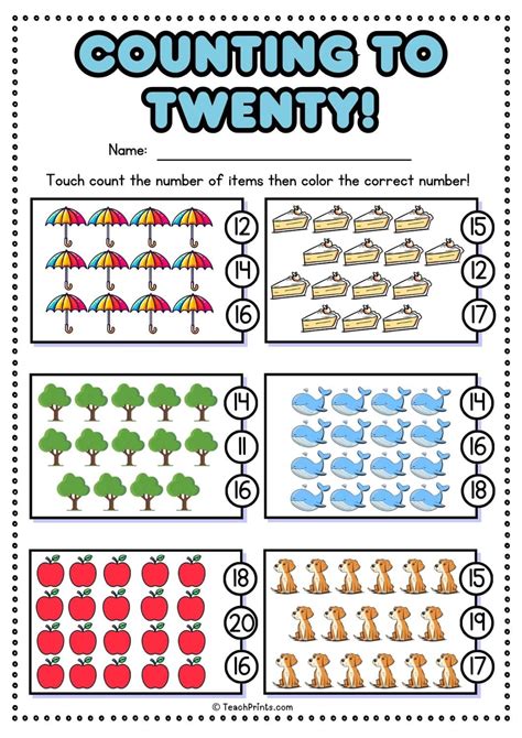 Counting 1 To 20 Worksheets For Kindergarten