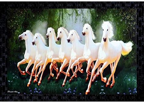 Janki Lucky Seven White Running Horses Vastu Wall Painting (20 Inch X ...