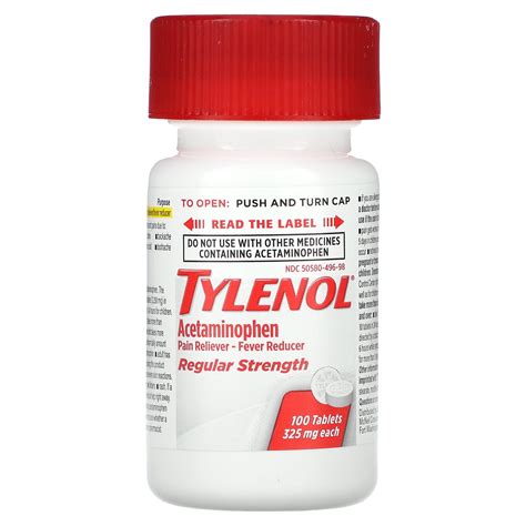 Tylenol, Regular Strength, Acetaminophen Pain Reliever Fever Reducer ...
