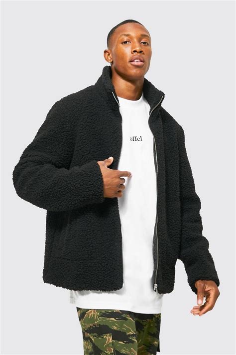 Borg Funnel Neck Jacket | boohoo