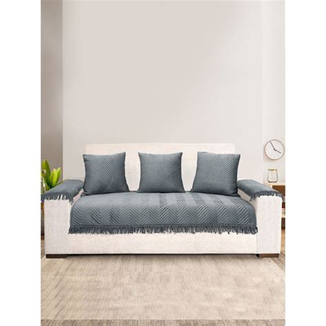 Buy Saral Home Chevron Sofa Cover-1 Seat Cover, 3 Cushion Covers, 2 Arm ...