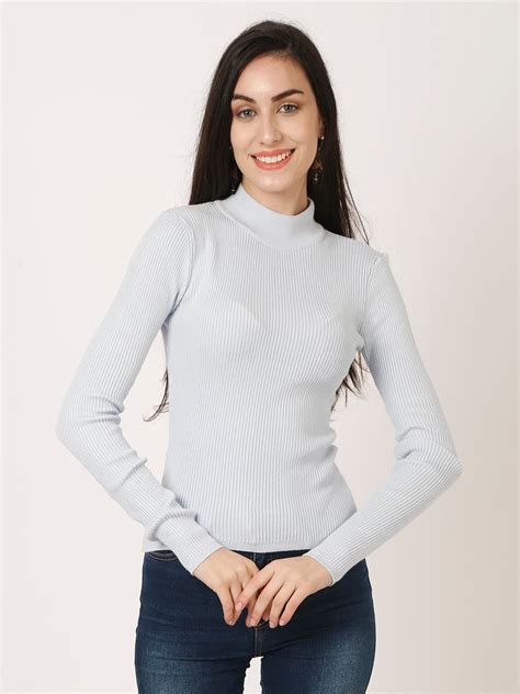 Viscose Full Sleeve Turtle Neck Blue Sweater – NoBarr