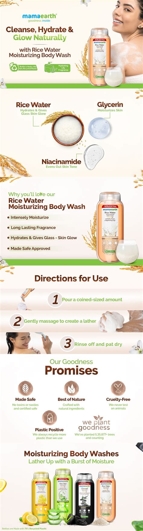 Rice Water Moisturizing Body Wash with Rice Water & Hydrating Lily for ...