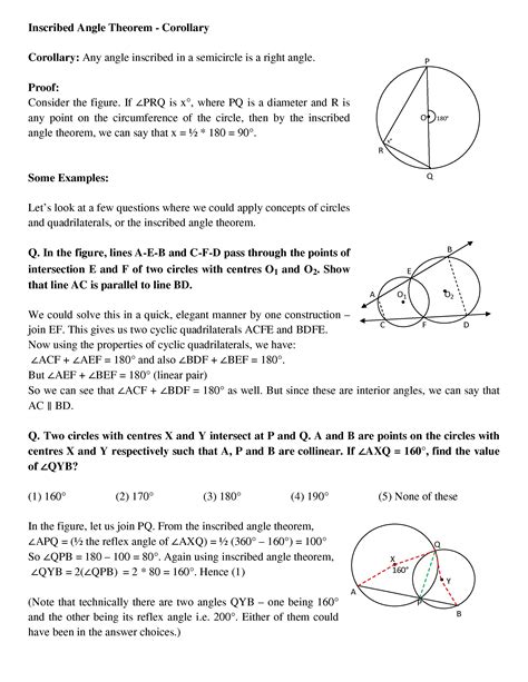 Inscribed Angle Theorem – Applications – CAT-holics