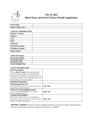 Fillable Online Block Party and Street Closure Permit Application Fax ...