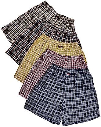 LUX VENUS Combed Cotton Cheked Assorted Boxer Shorts for Men : Amazon ...
