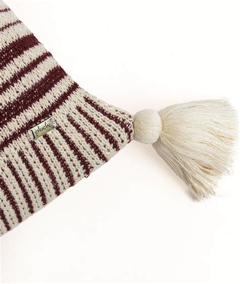 Stripe Square Cotton Knitted Decorative Natural & Maroon Color 18 x 18 ...