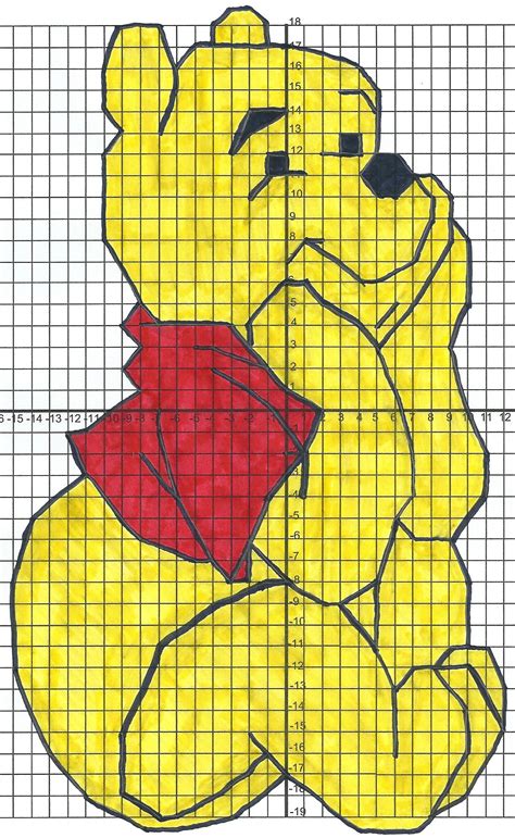 Winnie The Pooh | Graph paper drawings, Graph paper art, Coordinate ...