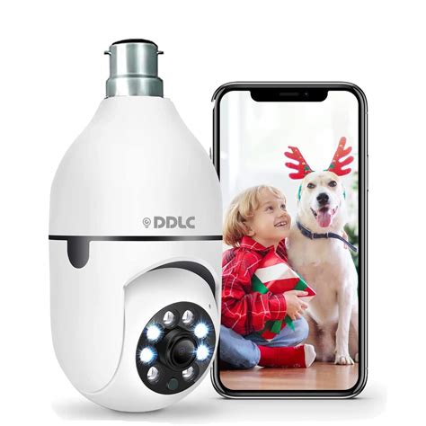 Buy DDLC Wi-Fi Camera CCTV Camera 1080p Wireless PTZ Bulb Shape V380 ...
