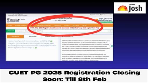 CUET PG 2025 Registration Closing Soon: Apply Before 8th Feb, Direct ...