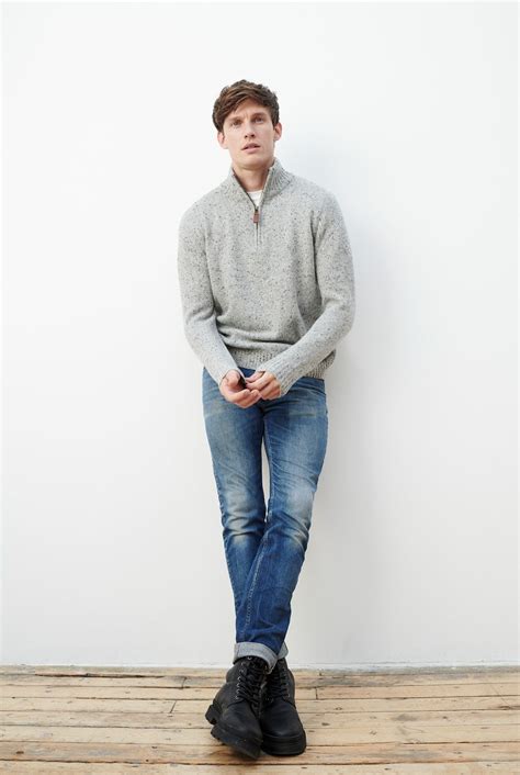 Belleek Troyer Mens Merino Wool Sweater - Grey