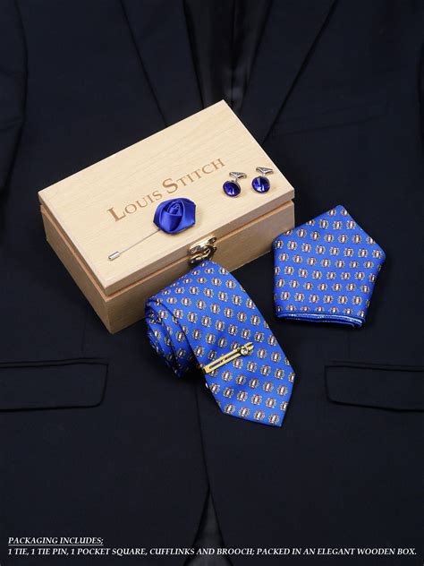 Buy Brandeis Blue Luxury Italian Silk Necktie Set With Pocket Square ...