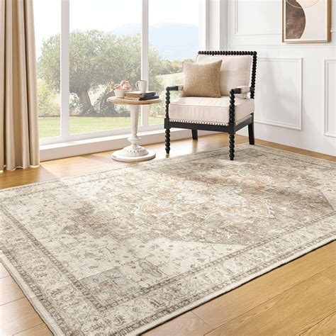 Amazon.com: BILEEHOME Boho Neutral Living Room Rug 5x7,Washable Vintage ...