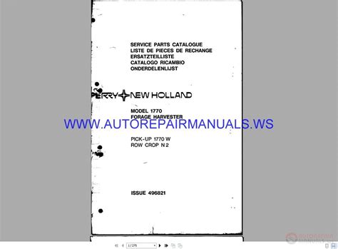 New Holland 1770 Ford Forage Harvester Service Parts Catalogue 496821 ...