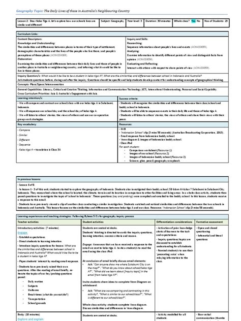 Geography Lesson Plan | PDF | Lesson Plan | Inquiry