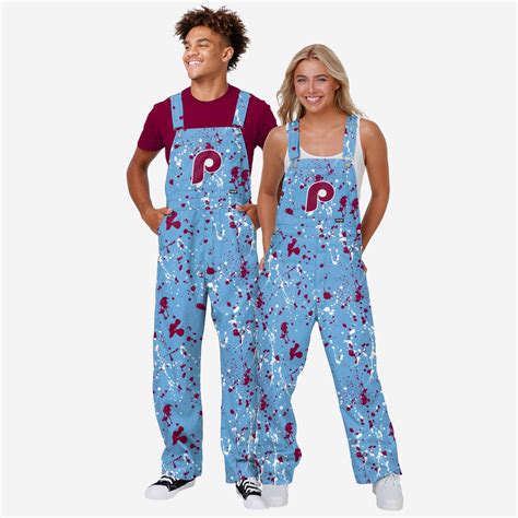 Philadelphia Phillies Mens Powder Blue Paint Splatter Bib Overalls FOCO