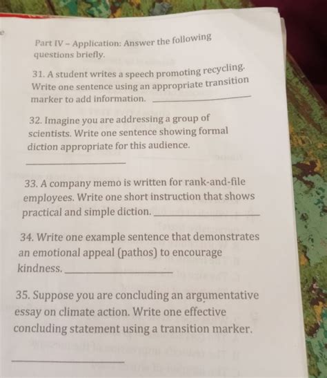 Part IV - Application: Answer the following questions briefly. A student..