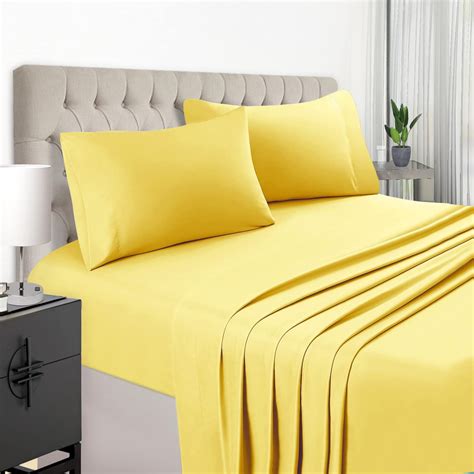 Amazon.com: EaseHome Yellow Sheets for Queen Size Bed Set -Deep Pocket ...