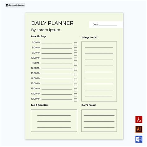 Free Daily Planner Templates - Editable