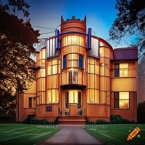 Art deco two-story house on Craiyon