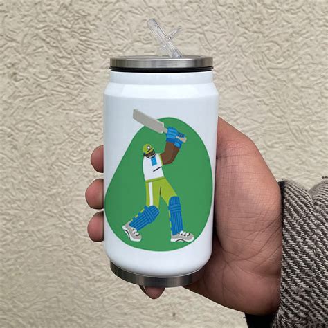 Cricket Love Printed Sipper Can With Lid And Straw - 350 ML – Indigifts