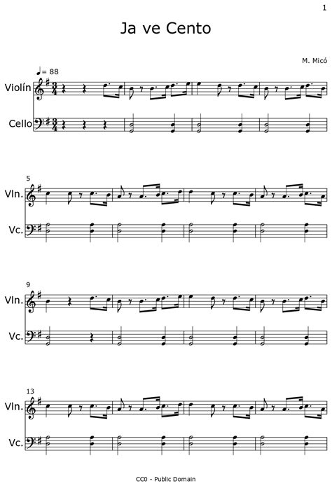Ja ve Cento - Sheet music for Violin, Cello