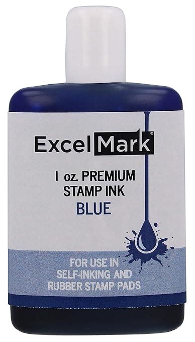 ExcelMark Premium Self-Inking Stamp Refill Ink - 1 oz. (Blue) : Amazon ...