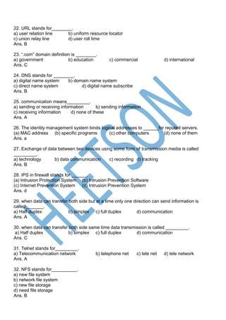 Image result for Computer Communication MCQ Question