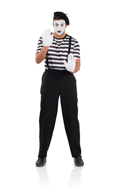 Fun Shack Mens Mime Artist Costume Black & White Silent Actor Suit ...