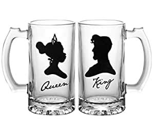 Buy Mojolo King Queen Theme Couples Combo Beer Mug (500 ml) Online at ...