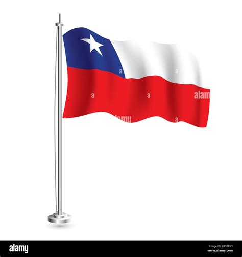 Chilean Flag. Isolated Realistic Wave Flag of Chile Country on Flagpole ...