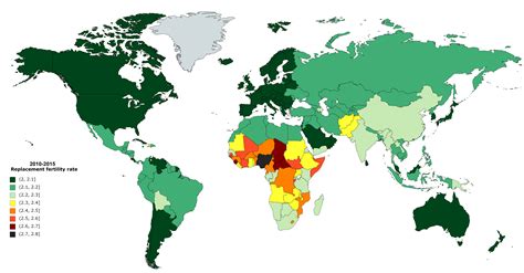 Replacement fertility rate by country using data from 2010-2015 : r/MapPorn