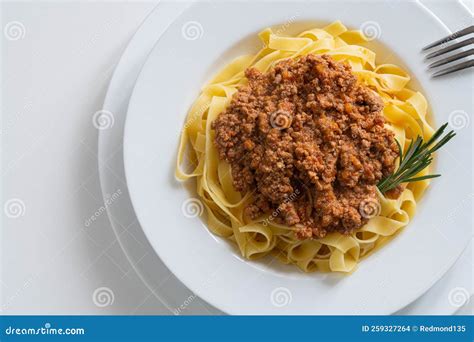 Fettuccine with Bolognese Sauce or Ragu Bolognese and Rosemary, Top ...