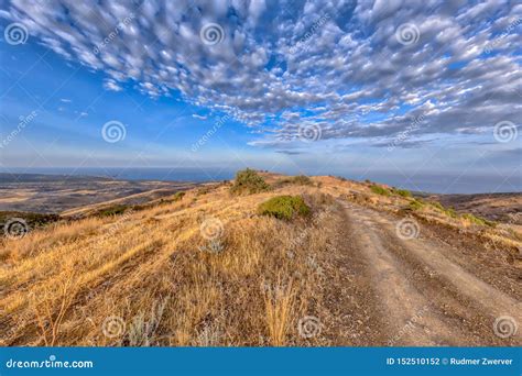 Rocky Road Over Hill Top through Mediterranean Landscape on the Island ...