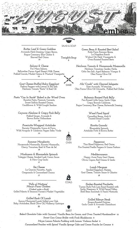 MENU — EMBER RESTAURANT ARROYO GRANDE FEATURING WOOD-FIRED, HONEST FOOD!