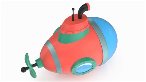 Cartoon Style Submarine Red 3D | 3D Molier International