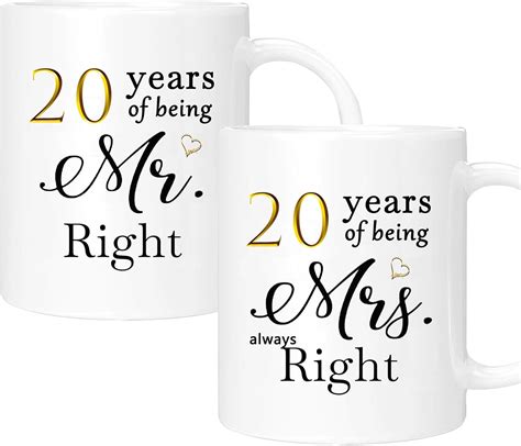 Amazon.com: ERYUWOZA 20th Anniversary Coffee Mugs Set of 2, 20 Year ...