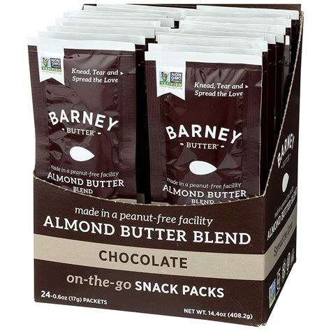 BARNEY Almond Butter Snack Pack, Chocolate, No Stir, Non-GMO, Skin-Free ...