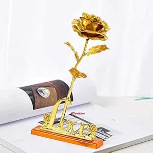 Buy ARCHIES Gold Plated Rose with Soft Ribbon and Quality Box Packing ...