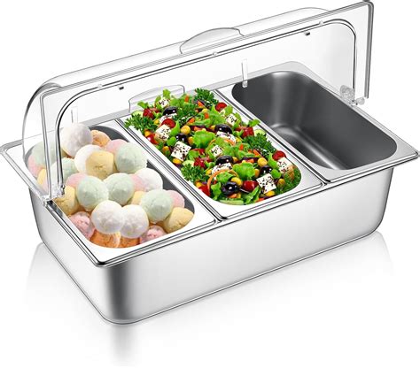 Countertop Food Serving Display Container and Clear Roll Top Cover ...