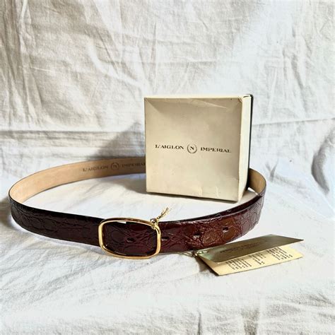 L'AIGLON "Bordeaux Crocodile Leather" Belt with Box -Dead Stock- | CARBOOTS