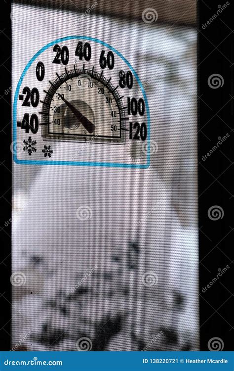 Thermometer below freezing stock image. Image of bush - 138220721