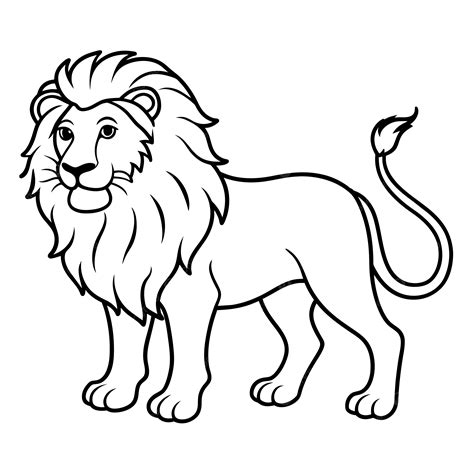 Lion Coloring Line Art Vector For Kids, Lion Line Art, Lion Vector ...