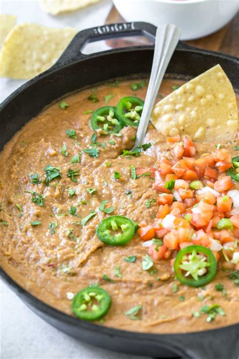 Refried Bean Dip Recipe (Dairy Free, Vegan Option) - Simply Whisked