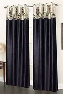 Buy Homefab India Modern Black Curtain(1 Pc Curtain)(8X4 ft) Online at ...