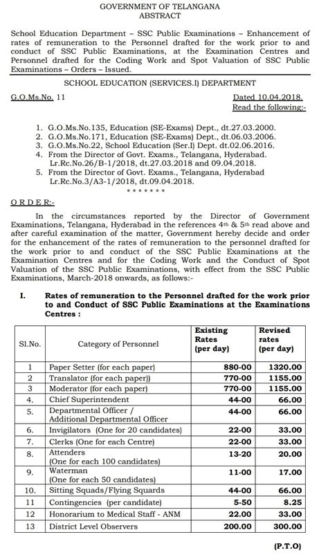 Enhancement of rates of remuneration to SSC Examination Centres and and ...